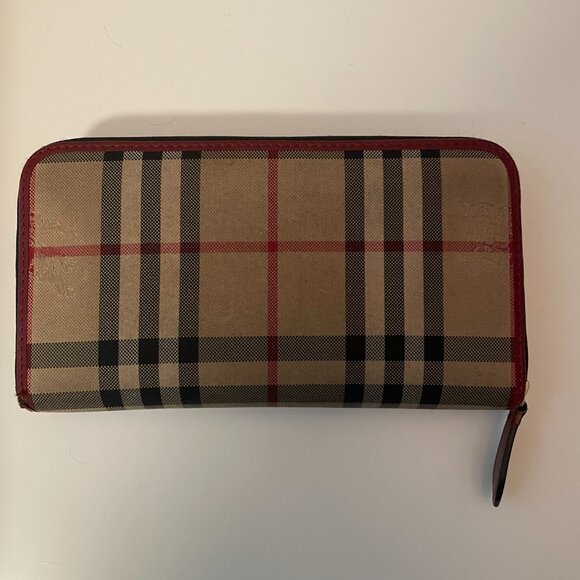 Burberry wallet, red leather and check - Picture 2 of 8